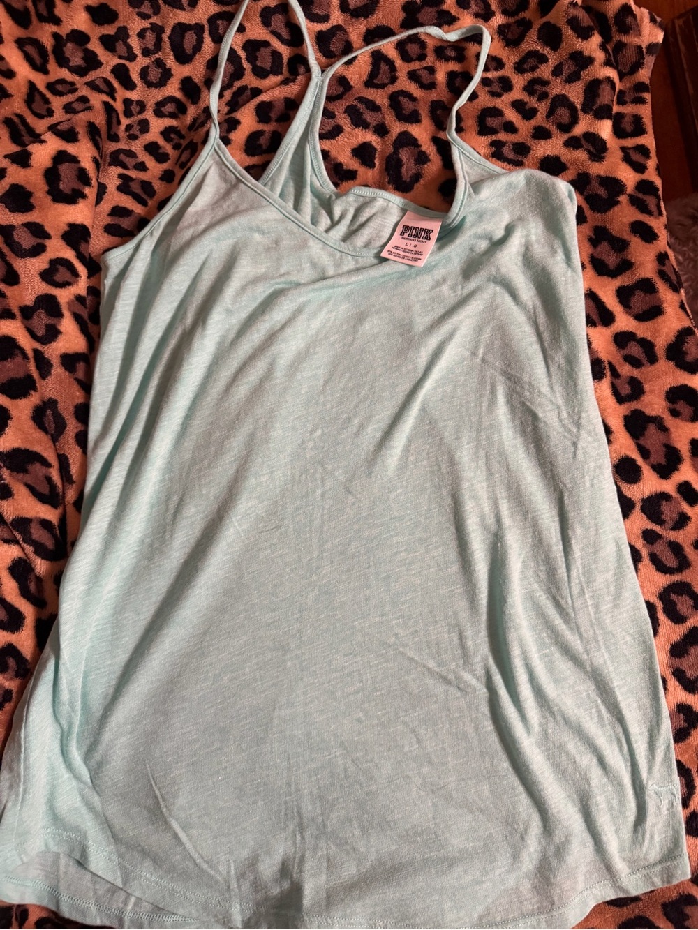 PINK Victoria's Secret Tank Tops 4 light green/yellow, 1 navy blue.
